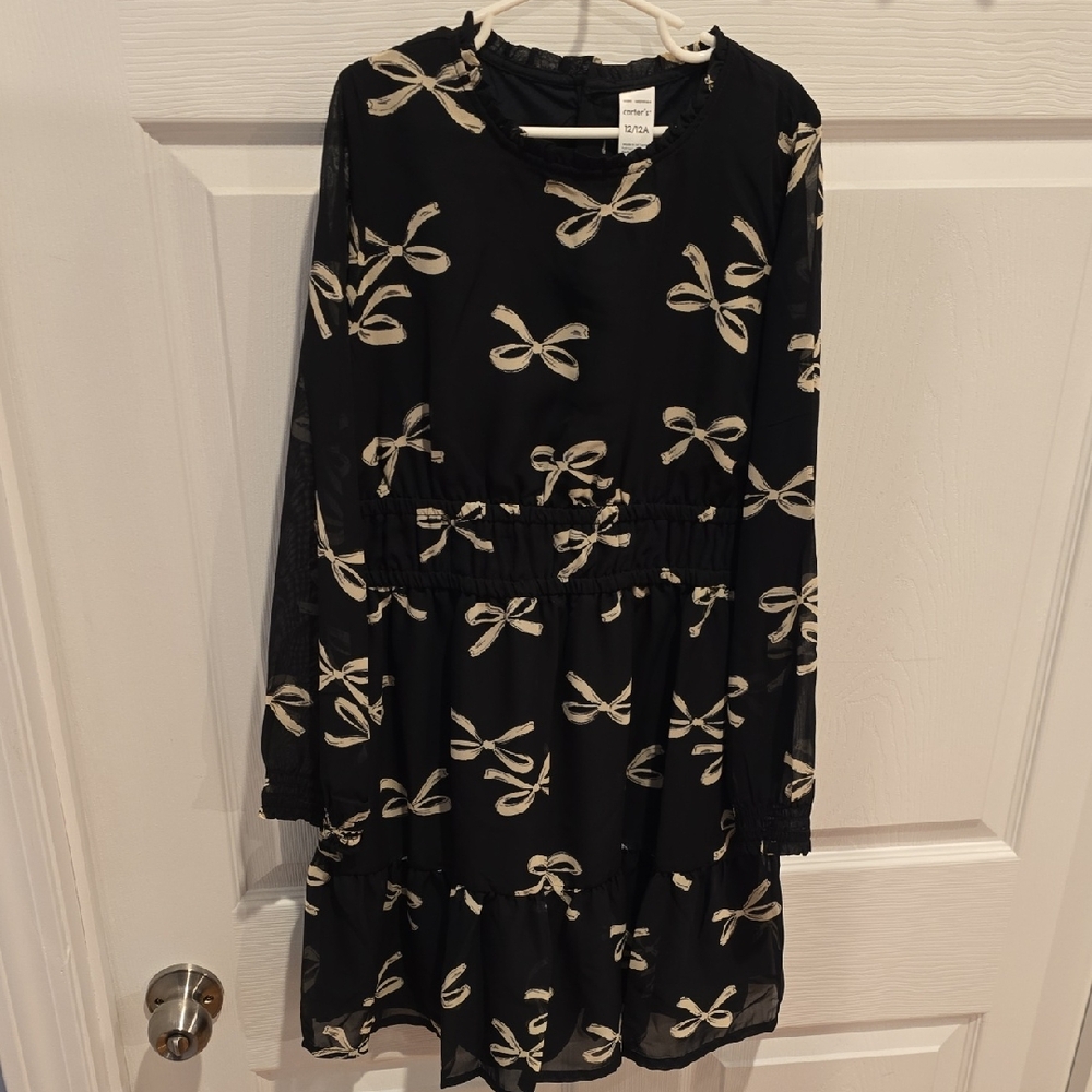 Carter's Black Dress with Bow Pattern